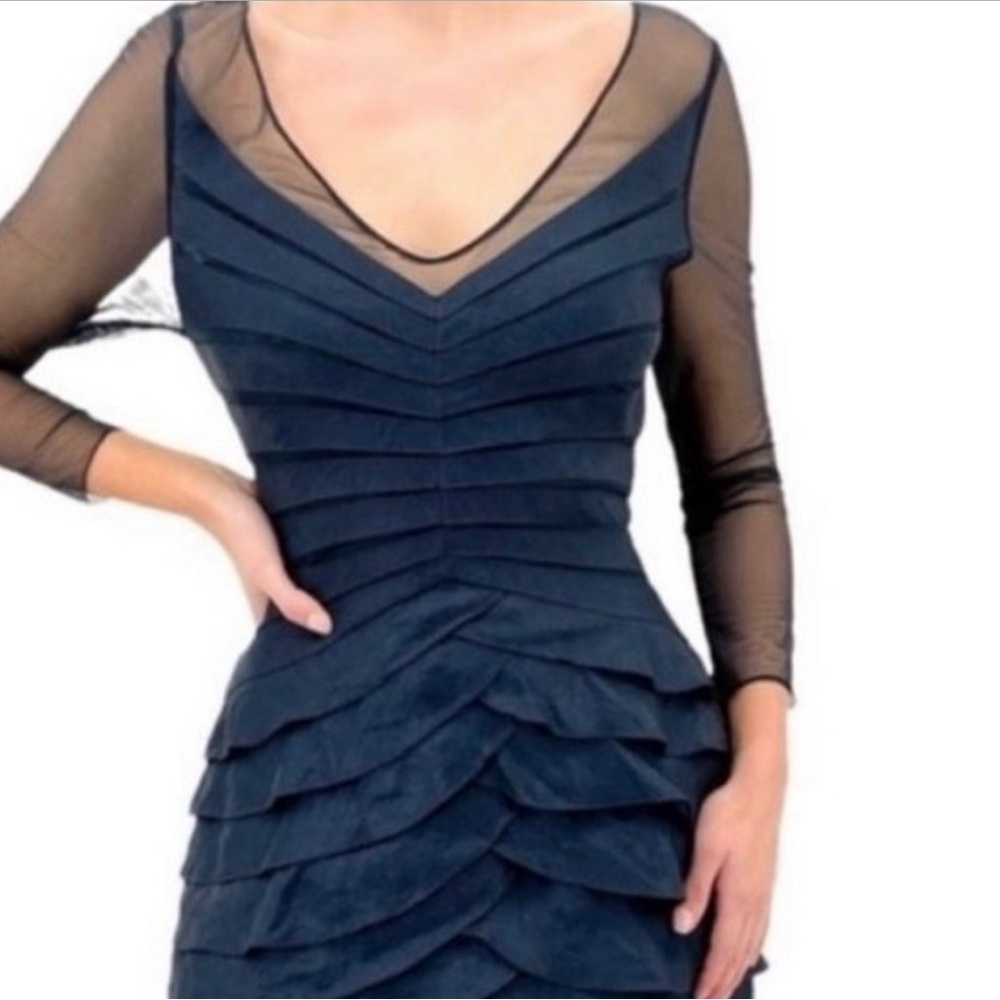 Adrianna Papell Tiered Ruffle Midi Dress Size 4